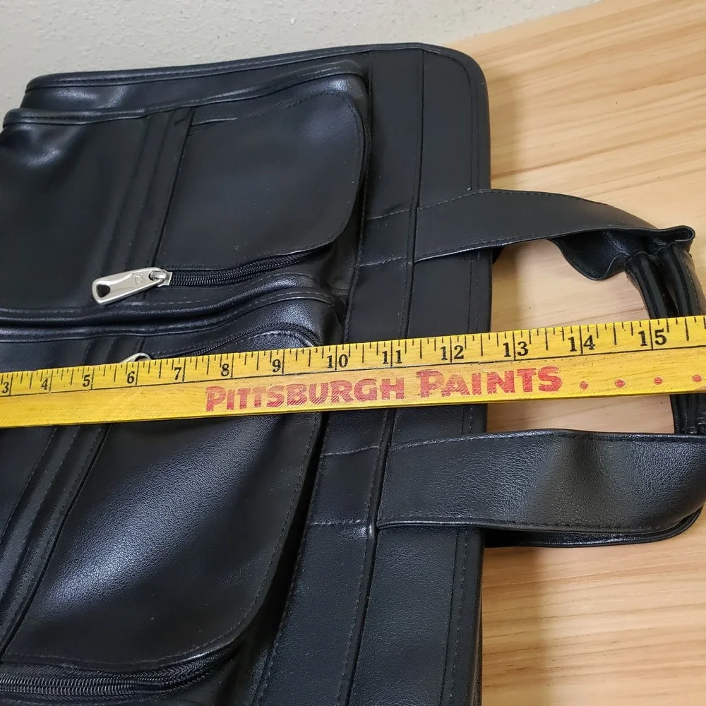 American Tourister Leather‎ Briefcase Black Office Commuter Bag Travel Buisness